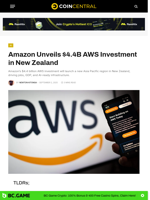 Amazon Unveils $4.4B AWS Investment in New Zealand - CoinCentral