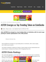 ASTER Emerges as Top Trending Token on CoinGecko