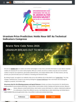 Uranium Price Prediction: Holds Near $87 As Technical Indicators Compress - Brave New Coin