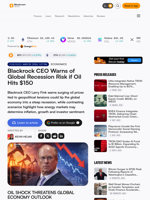 Blackrock CEO Warns of Global Recession Risk if Oil Hits $150 – Economics Bitcoin News