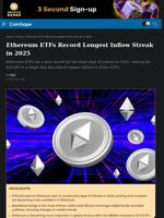 Ethereum ETFs Record Longest Inflow Streak in 2025