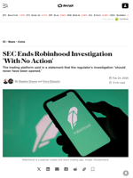 SEC Ends Robinhood Investigation 'With No Action' - Decrypt