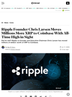 Ripple Founder Chris Larsen Moves Millions More XRP to Coinbase With All-Time High in Sight - Decrypt