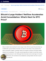 Bitcoin’s Large Holders' Netflow Accelerates Amid Consolidation: What’s Next for BTC Price?