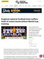England national football team suffers theft of match boots before World Cup training