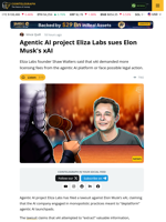 Eliza Labs Files Lawsuit Against Musk's xAI Alleging Monopolistic Behavior