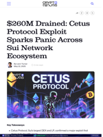 $260M Drained: Cetus Protocol Exploit Sparks Panic Across Sui Network Ecosystem