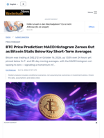 BTC Price Prediction: MACD Histogram Zeroes Out as Bitcoin Stalls Below Key Short-Term Averages - Blockchain.News