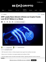 XRP Leads Rare Altcoin Inflows as Crypto Funds Lost $1.67 Billion in a Week