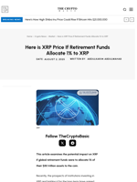 Here is XRP Price If Retirement Funds Allocate 1% to XRP