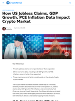 How US Jobless Claims, GDP Growth, PCE Inflation Data Impact Crypto Market