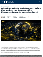 Missed Hyperliquid Early? Remittix Brings Live Markets to a Payments-First Ecosystem Before Its November Debut - TechBullion
