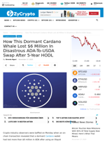 How This Dormant Cardano Whale Lost $6 Million In Disastrous ADA-To-USDA Swap After 5-Year HODL ⋆ ZyCrypto