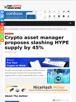 Crypto asset manager proposes slashing HYPE supply by 45% - The Crypto News Wire