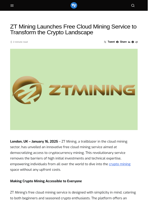 ZT Mining Launches Free Cloud Mining Service to Transform the Crypto Landscape - Visionary Financial
