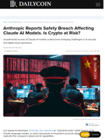 Anthropic Reports Safety Breach Affecting Claude AI Models. Is Crypto at Risk? - DailyCoin