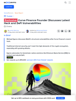 Curve Finance Founder Discusses Latest Hack and DeFi Security