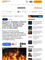 Binance Pledges HK$10 Million as Hong Kong Confronts Deadliest Fire in Decades – Featured Bitcoin News