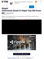 Ripple USD Stablecoin RLUSD Dethrones Zcash in Major Top 100 Push