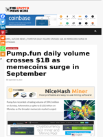Pump.fun daily volume crosses $1B as memecoins surge in September - The Crypto News Wire