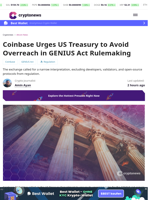 Coinbase Urges US Treasury to Avoid Overreach in GENIUS Act Rulemaking