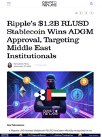 Ripple’s $1.2B RLUSD Stablecoin Wins ADGM Approval, Targeting Middle East Institutionals