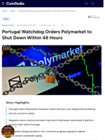 Portugal Watchdog Orders Polymarket to Shut Down Within 48 Hours