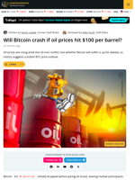 Oil Price Hits 15-Month High Amid Iran Conflict: What Does It Mean For BTC?