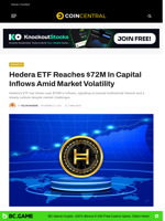 Hedera ETF Reaches $72M in Capital Inflows Amid Market Volatility