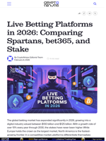 Live Betting Platforms in 2026: Comparing Spartans, bet365, and Stake