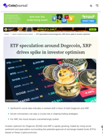 ETF speculation around Dogecoin, XRP drives spike in investor optimism