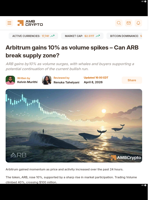 Arbitrum gains 10% as volume spikes – Can ARB break supply zone? - AMBCrypto