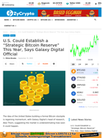 U.S. Could Establish a “Strategic Bitcoin Reserve” This Year, Says Galaxy Digital Official ⋆ ZyCrypto
