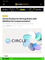 Circle Pushes for Strong Rules with GENIUS Act Implementation