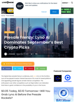Presale Frenzy: Lyno AI Dominates September’s Best Crypto Picks | Live Bitcoin News