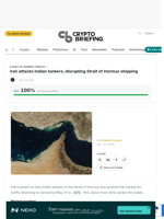 Iran attacks Indian tankers, disrupting Strait of Hormuz shipping