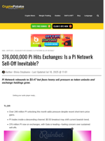 376,000,000 Pi Hits Exchanges: Is a Pi Netowrk Sell-Off Inevitable?