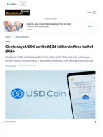Circle says USDC settled $36 trillion in first half of 2026 - Blockchain.News