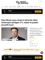 Elon Musk says share it directly after Anthropic pledges 5% stake to public benefit fund