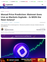 Monad Price Prediction: Mainnet Goes Live as Markets Explode – Is MON the Next Solana?