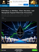 ETH Rises as Corporate Firms Expand Ethereum Treasuries