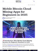 Mobile Bitcoin Cloud Mining Apps for Beginners in 2025