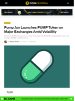 Pump.fun Launches PUMP Token on Major Exchanges Amid Volatility - CoinCentral