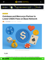 Coinbase and Mercuryo Partner to Lower USDC Fees on Base Network