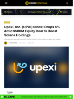 Upexi, Inc. (UPXI) Stock: Drops 4% Amid $500M Equity Deal to Boost Solana Holdings