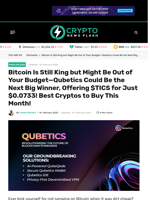 Bitcoin Is Still King but Might Be Out of Your Budget—Qubetics Could Be the Next Big Winner, Offering $TICS for Just $0.0733! Best Cryptos to Buy This Month! - Crypto News Flash
