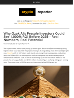 Why Ozak AI’s Presale Investors Could See 1,000% ROI Before 2025—Real Numbers, Real Potential