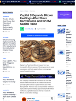 Capital B Expands Bitcoin Holdings After Share Conversions and €2.8M Capital Raise