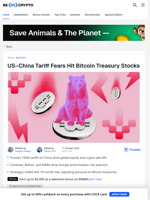 US–China Tariff Fears Hit Bitcoin Treasury Stocks - BeInCrypto