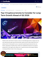 Top 3 Cryptocurrencies to Consider for Long-Term Growth Ahead of Q2 2026